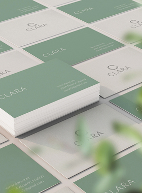 绿色小清新名片定制制作印刷设计SPA养生美容院化妆品护肤品名片