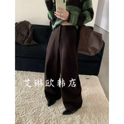 QZX10596冬款休闲抓绒阔腿裤女