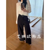 配腰带高腰显瘦直筒阔腿裤 MM512春款 西装 裤 女 2.28 长裤 卡蔓OQQO