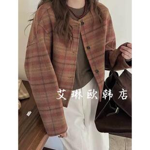 子100羊毛双面羊绒大衣显瘦外套 小香风格 反季 福利848秋冬短款