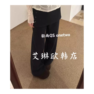 12.17~onetwo09373冬款配屁帘松紧高腰显瘦百搭加绒保暖休闲裤女