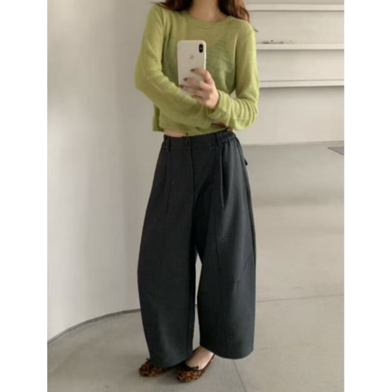 83092后松紧腰哈伦休闲裤西装裤