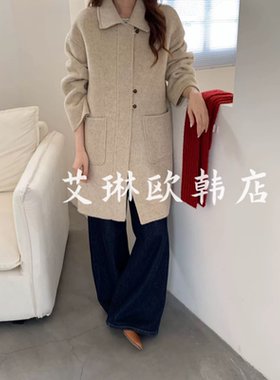 10.28~66023冬新款气质翻领100高支澳毛中长款双面羊绒大衣外套女