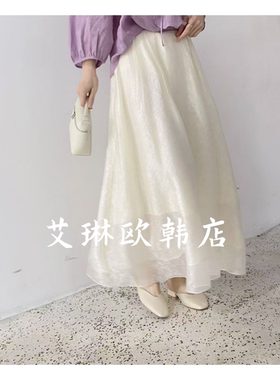特价5622春装新款欧货温柔风后松紧腰人丝提花醋酸网纱半身裙女