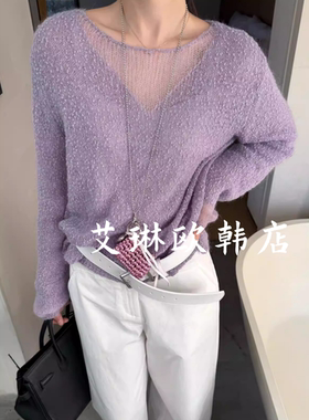 禁止机洗~9roove九禾28973春镂空颗粒羊毛马海毛针织套头毛衣女