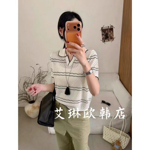 66150欧货夏款短袖镂空针织衫女