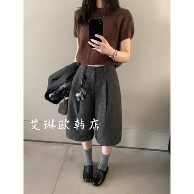 卡蔓OQQOMM212秋羊毛阔腿裤中裤
