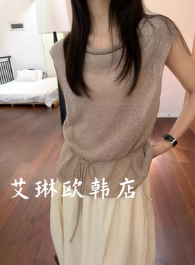 米鹿8262夏季收腰无袖针织衫女