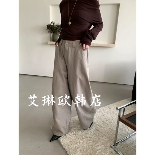 特价不退卡蔓诗32111秋款韩系ins高腰阔腿裤女百搭弯刀裤休闲裤