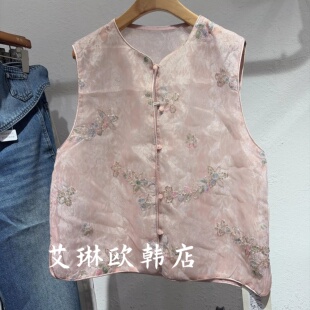 风重工提花绣花亮片马甲女无袖 甜美新中式 圆领外套 K6005夏款 3.21