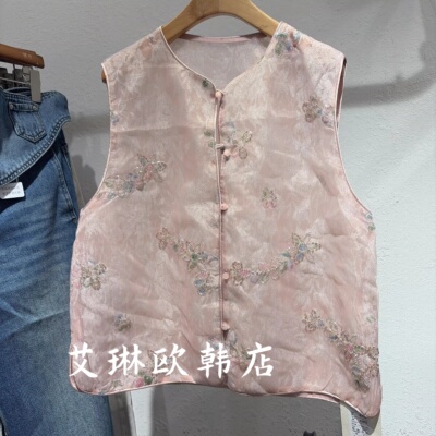 K6005重工刺绣新中式马甲外套女