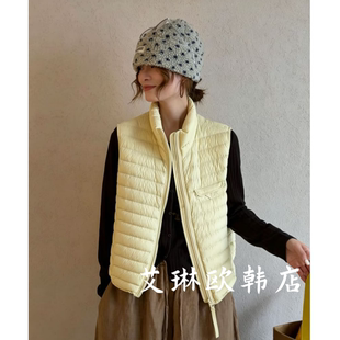 6801欧货冬款立领轻薄90鸭绒排骨羽绒服马甲宽松休闲百搭短款外套