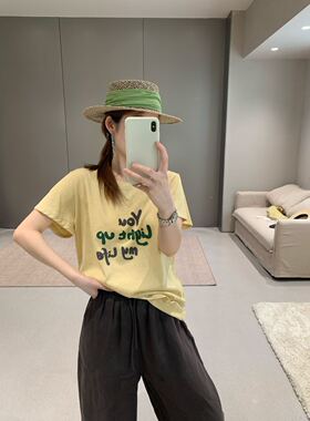 特价不退卡蔓QZX11226夏季字母印花短袖T恤女韩版宽松显瘦休闲T