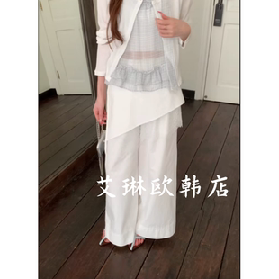 韩系蕾丝拼接屁帘两件套休闲直筒阔腿裤 398春款 女 X.XIU新袖 3.12