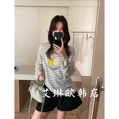 9roove九禾31233夏条纹印花T恤女