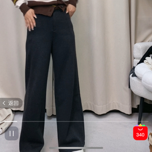 长裤 配腰带后松紧腰桑蚕丝山羊绒休闲阔腿裤 女 K258077B冬款 11.13