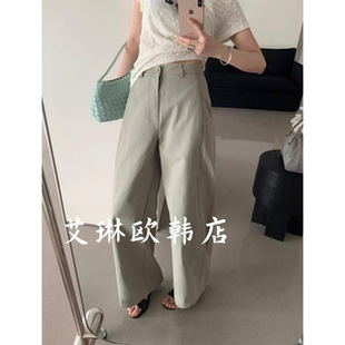 福利卡蔓浅之夏QZX10830春款韩系高腰直筒口袋设计休闲裤阔腿裤女