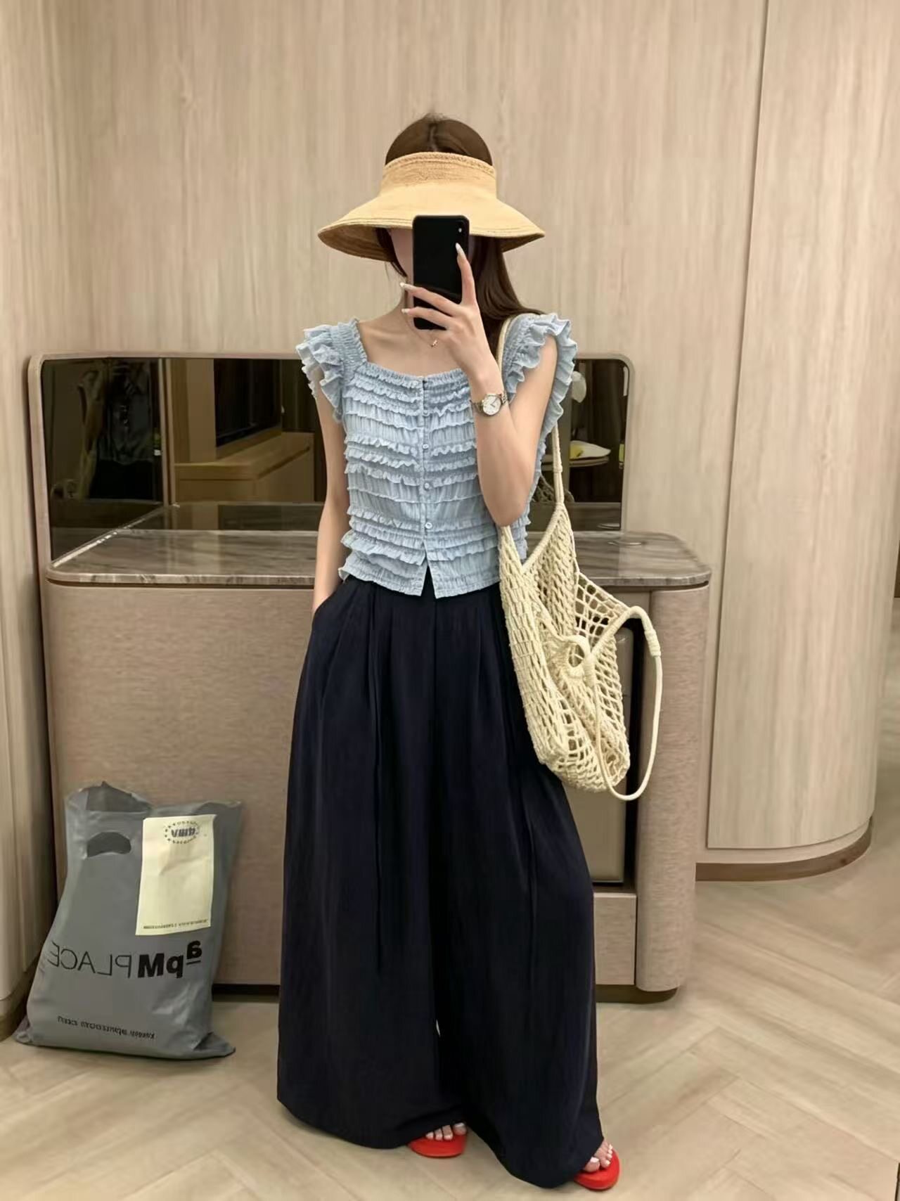 X.XIU新袖26060夏装新款小个子层层蕾丝甜美小飞袖背心弹力小衫
