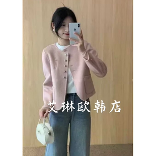 新款 小香风圆领100澳洲超细羊毛双面羊绒大衣外套女 5012春装 3.8