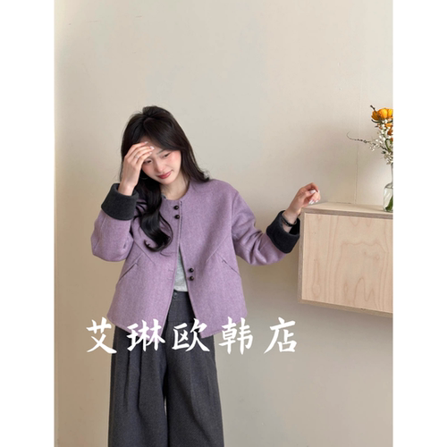 0713春款双面羊绒大衣短外套女