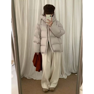 福利不退957冬装新款连帽小盘扣设计轻薄泡芙90白鸭绒羽绒服外套