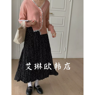 欧货气质百搭松紧腰显瘦褶皱波点半身裙女 新款 3.24 5694夏装