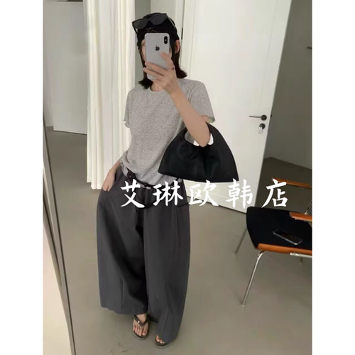 月亮家3348夏款圆领碎花短袖T恤