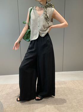 特价卡蔓OQQOMM583天丝麻阔腿裤女韩系夏季松弛感遮肉轻薄小个子