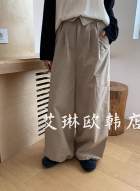 福利不退miluroom sicily米鹿69155秋款后松紧腰慵懒风阔腿工装裤