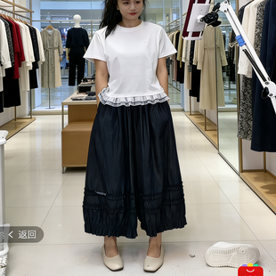 牛仔裤 3.4 花苞裤 松紧腰宽松休闲木耳边阔腿裤 女 土布鱼7689春款