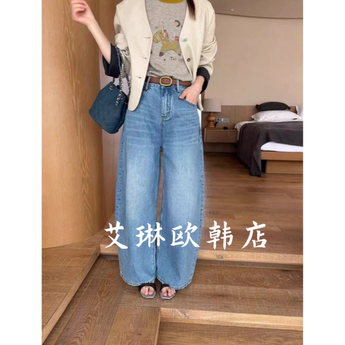 2.26~卡蔓韩标2929春季新款配腰带高腰显瘦百搭弯刀牛仔裤子女