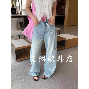 overrich九禾30671~夏款韩系高腰显瘦休闲百搭工装牛仔裤弯刀裤女