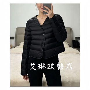 90白鹅绒短款 12.16 V领轻薄修身 新款 排骨羽绒内胆外套女 308冬装