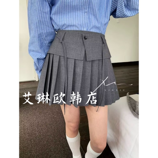 百褶裙半身裙女裤 X.XIU新袖 学院风韩系腰带A字西装 新款 裙 K391春季