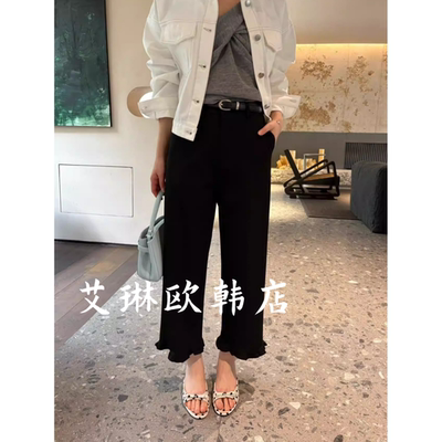 enxi韩标20818春款西装裤花边女