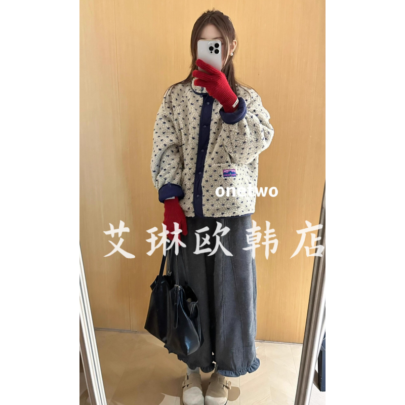 09060韩系立领羊羔毛两面穿外套