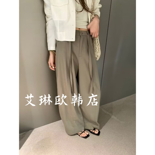 TOP83268-1夏款腰带休闲阔腿裤女