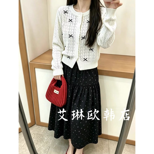 20367松紧腰碎花灯芯绒半身裙