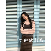 韩系半高领丝绒打底衫 新款 叠穿吊带两件套女 土布鱼7602春装 12.18