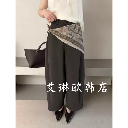 22268-2配丝巾羊毛直筒阔腿裤