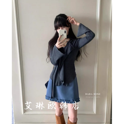7062秋款木耳边半身裙裤裙女