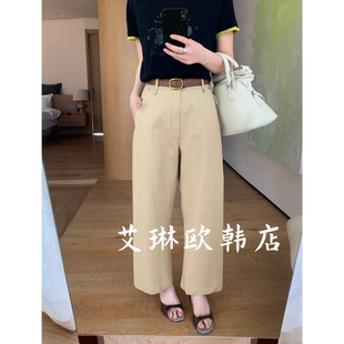 棉麻休闲裤 配腰带显瘦百搭直筒阔腿裤 女 卡蔓enxi20862春新款 3.4