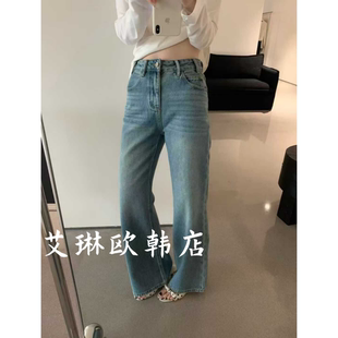 特价卡蔓enxi韩标2936春款显瘦百搭裤口磨破显瘦牛仔裤喇叭裤女