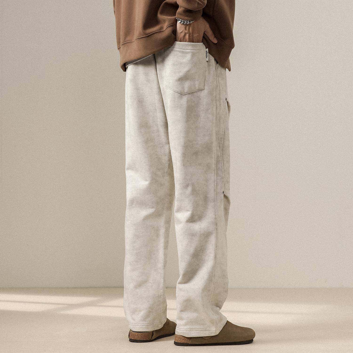 秋季直筒卫裤男宽松褶皱运动伞兵休闲裤美式新款宽松阔腿长裤子潮