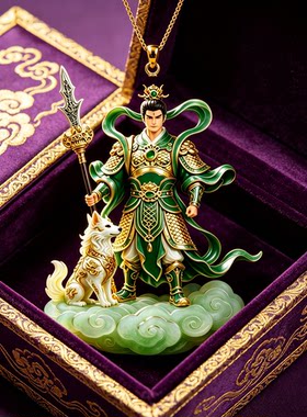 原创设计合金二郎神合金吊坠复古浮雕挂饰钥匙扣礼品新中式项链