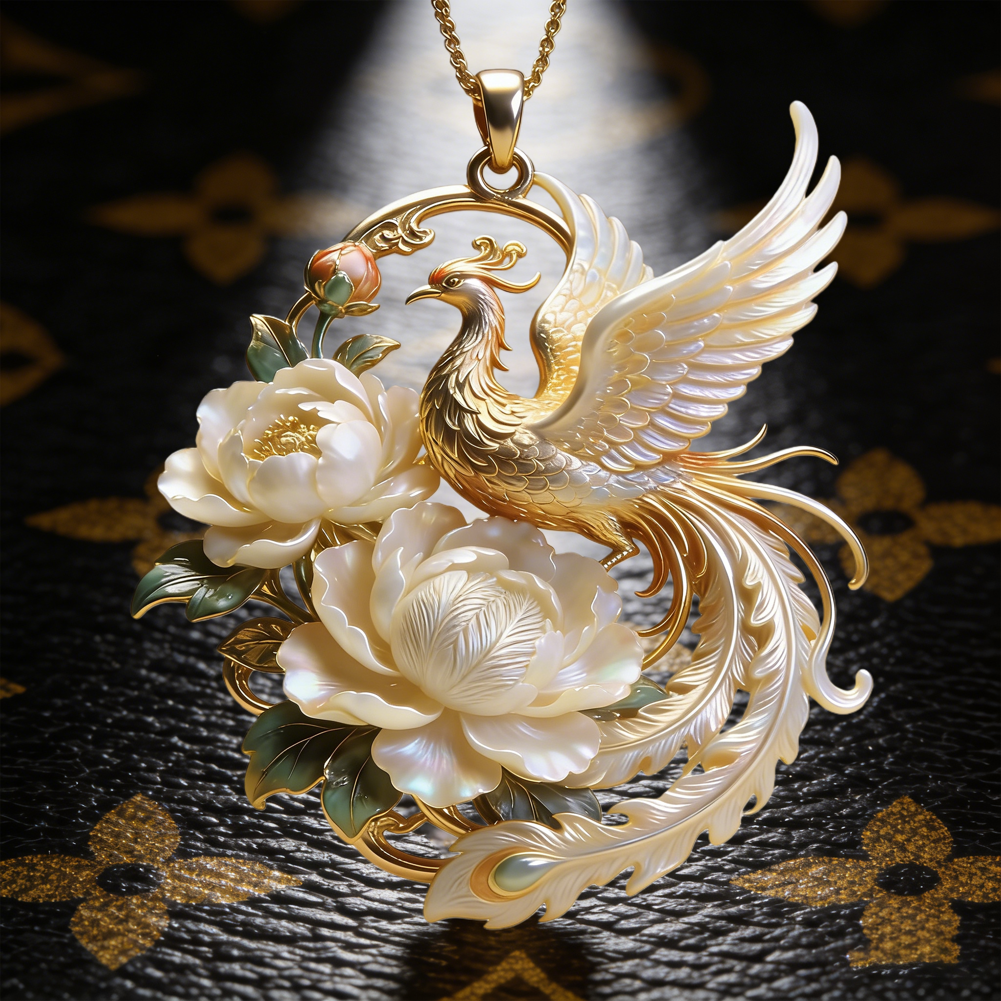 凤凰牡丹新中式凤凰牡丹合金项链女锁骨链套链创意精美