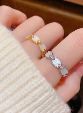 法式复古几何板材开口戒