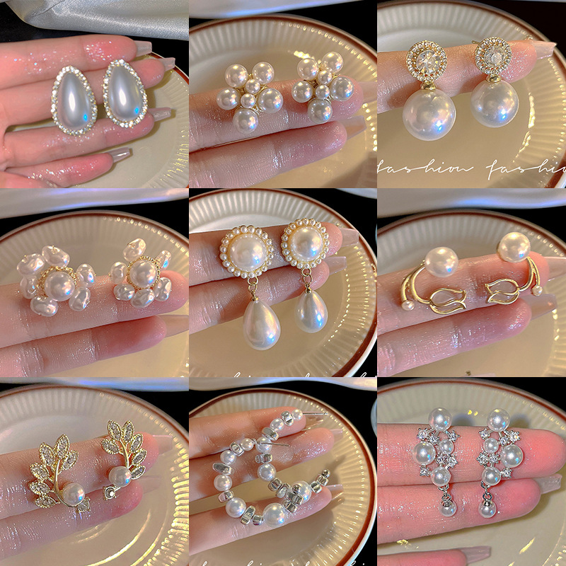 925银针复古珍珠系列耳环女小众气质耳钉新款个性耳饰