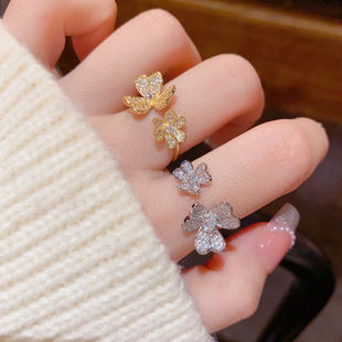 百搭超闪食指戒 精致时尚 法式 轻奢满钻开口戒个性