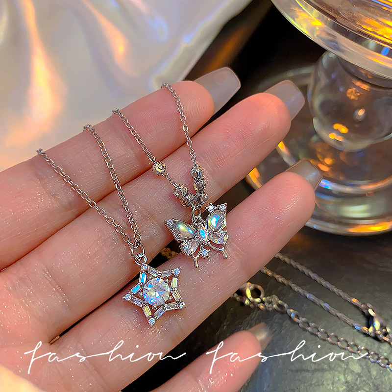 蝴蝶锆石锁骨链女轻奢小众网红